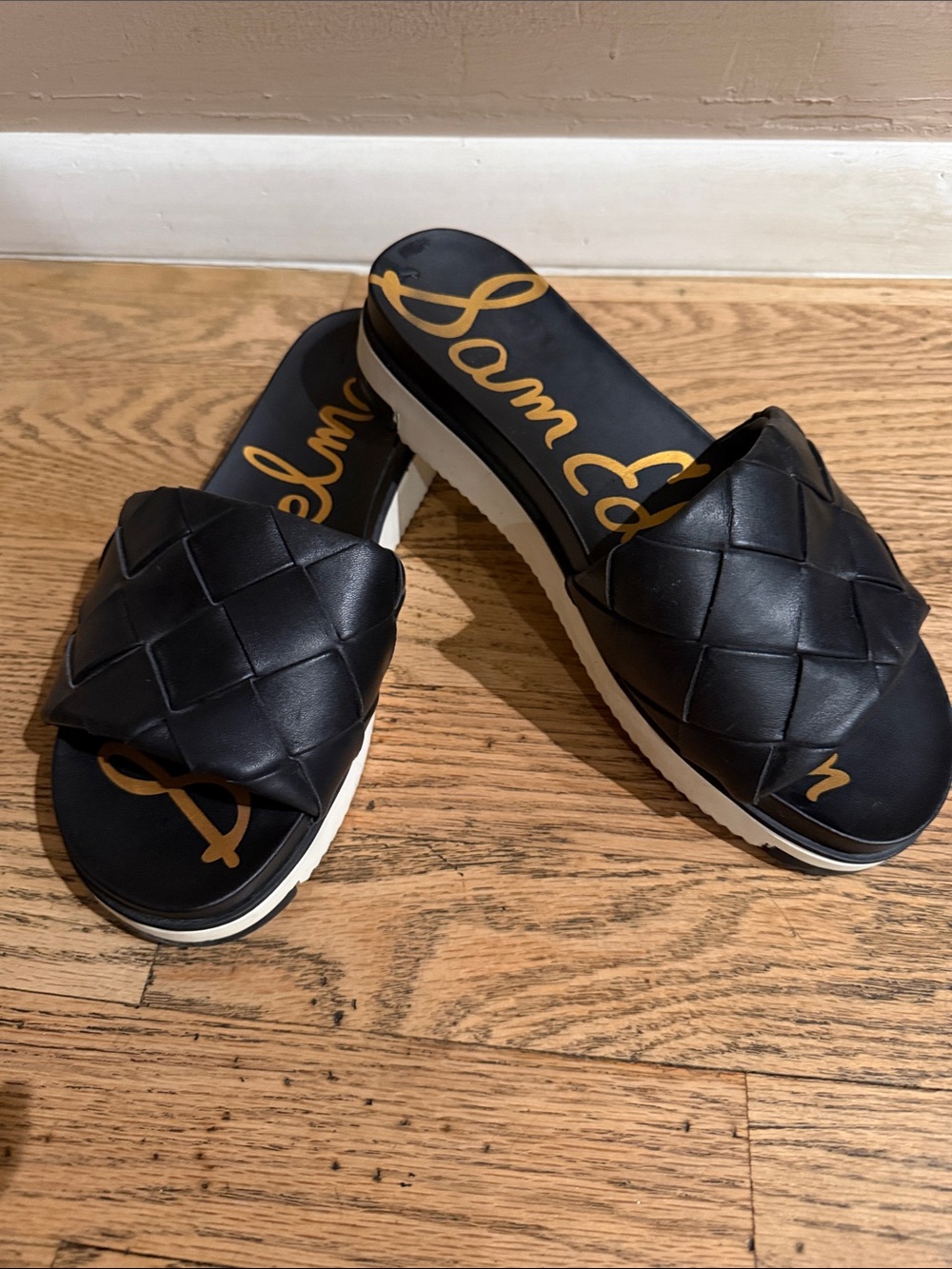 Sam Edelman Adaley Black Woven Slide Sandals, Sz 7.5 EXCELLENT CONDITION